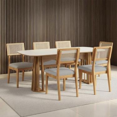 Imagem de Mesa de Jantar Retangular 180cm com 6 Cadeiras 100% MDF - Casa Lar SJ,