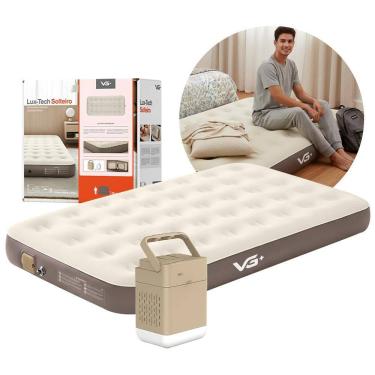 Imagem de Colchão Inflável Solteiro Lux Tech Resistente com Bomba Lítio USB VG Plus