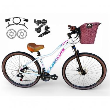 Imagem de Bicicleta Aro 29 Feminina Absolute Hera Retrô Vintage Shimano 21v Hidráulica Confortável Cesta Branco Tamano 15