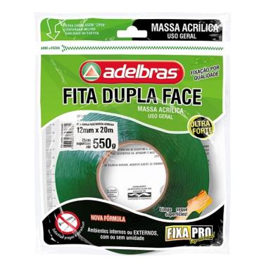 Imagem de Fita Dupla Face Massa Adesiva Fixa PRO 12MM X 20M Adelbras