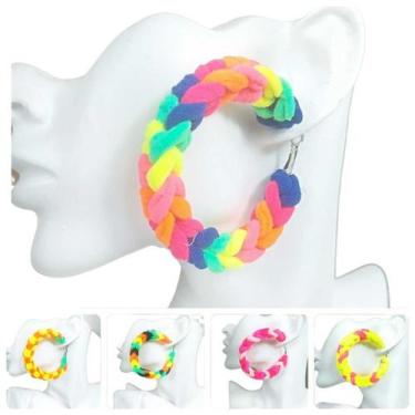 Imagem de Brincos Cololoridos Carnaval Kit 5 Pares - DJ Folheados