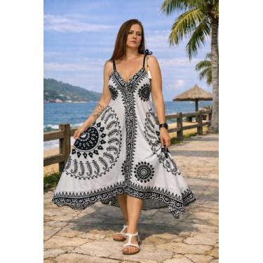 Imagem de Vestido Feminino Viscose Modelo Lenço Mandala Ajustável Fresquinho - B