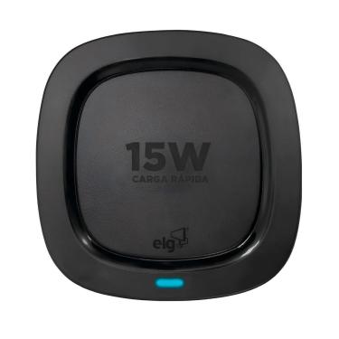 Imagem de Carregador Sem Fio por Indução - de Mesa ELG WQ15BK - 15W Fast Charge - Wireless - Preto-Unissex