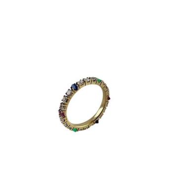 Imagem de Anel em Ouro 18k Aliança Inteira com Pedras Naturais e Design Exclusiv