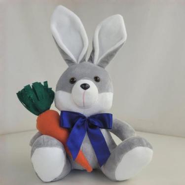 Imagem de Coelha De Pelúcia Páscoa C/ Cenoura Decoração Presente Para Cesta Cor 