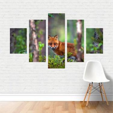 Imagem de Quadro em tela Canvas  Raposa na Floresta  Árvores 110x65