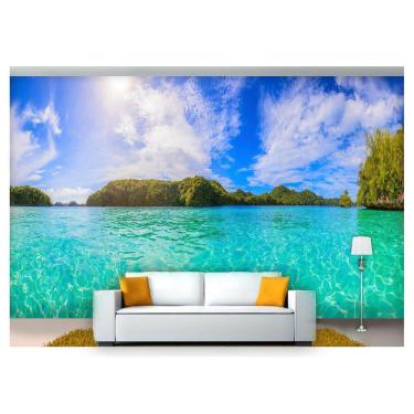 Imagem de Papel De Parede Praia Mar Céu Sol Nuvens 3D  Npr236