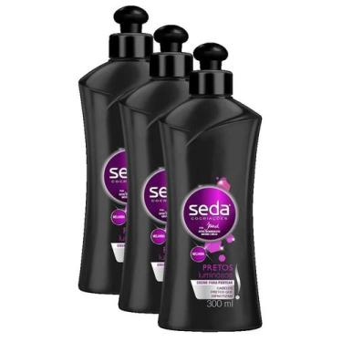 Imagem de kit 3 Seda Creme para Pentear Pretos Luminosos 300ml