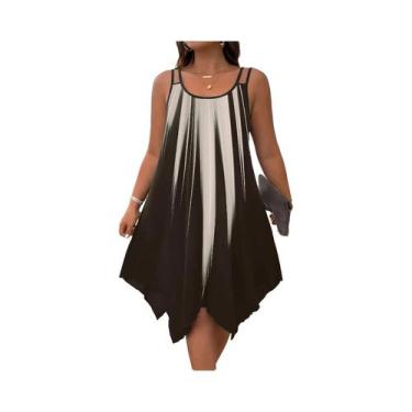 Imagem de Vestido feminino plus size elegante estilo boêmio com alça dupla e est