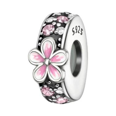 Imagem de Pingentes De Flor Rosa, Tulipa E Flor De Cerejeira Em Prata Esterlina 