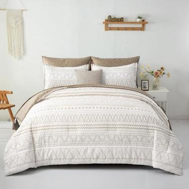 Imagem de Conjunto de edredom WONGS BEDDING Khaki Boho Bed em uma bolsa king siz