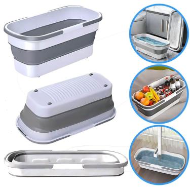 Imagem de Balde Retrátil Silicone Com Rodinhas E Alça 55x25cm Multiuso 16 Litros