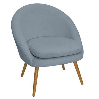 Imagem de Poltrona Para Sala Rafa Pés Palito Castanho Bouclé Azul Claro - Nexta Casa