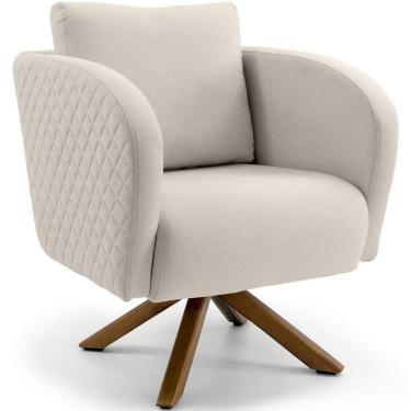 Imagem de Poltrona Decorativa Dana Tressê Giratória Giromad Linho Palha - Nexta Casa