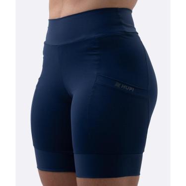 Imagem de Bermuda de Compressão Feminina HUPI Run Longa Azul Marinho-Feminino