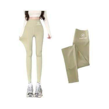 Imagem de Leggings Pretas Femininas De Cintura Alta M-XL, Calças Shark Com Efeit