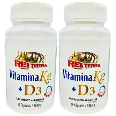 Imagem de 2x Vitamina K2 + Vitamina D3 60 Cápsulas 500mg - Rei Terra