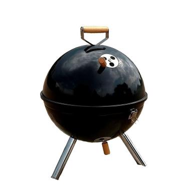 Imagem de Churrasqueira à Bafo a Carvão Portátil Aço Inox com Tampa Preto