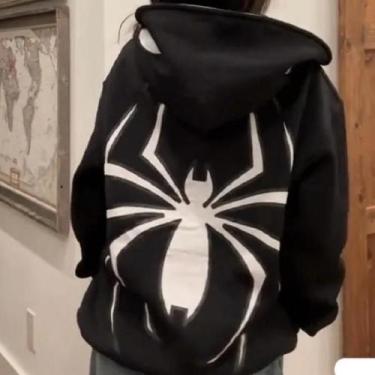 Imagem de Moletom Unissex Oversized Com Zíper Completo E Capuz Estampado De Aran