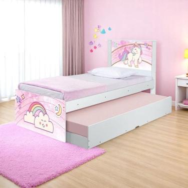 Imagem de Bi Cama Infantil Solteiro 195cm X 96cm Kmteb Unicornio