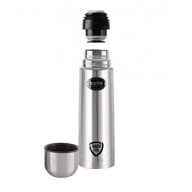 Imagem de Garrafa Térmica para Água 500mL em Aço Inoxidável de Parede Dupla com Bolsa Térmica, Cello, Prata