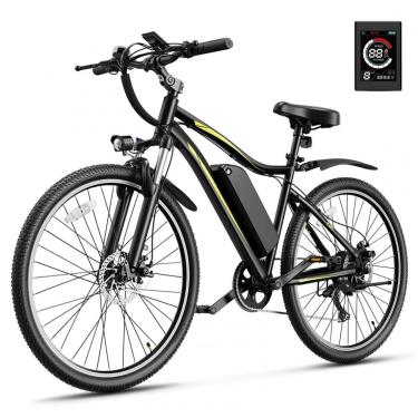 Imagem de Bicicleta elétrica Jasion YM1 preta pneus 27,5 motor 750W pico 1200W bateria 48V 10Ah 480Wh quadro aço carbono 7 marchas 110V