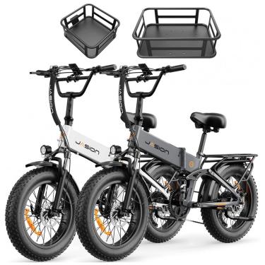 Imagem de Kit 2 bikes elétricas dobráveis Jasion X-Hunter/Hunter Pro cinza e branca, 20x4, até 18...