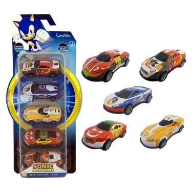 Imagem de Kit com 5 Mini Carrinhos de Metal Pull Back Sonic - Candide