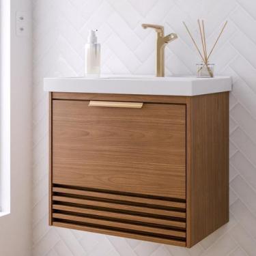 Imagem de Gabinete para Banheiro 60cm com 1 Porta 1 Gaveta e Cuba de Embutir Par