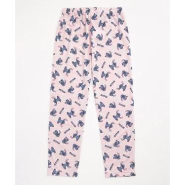 Imagem de Pijama Infantil Stitch Manga Longa Disney Tam 4 a 16, Rosa, 14