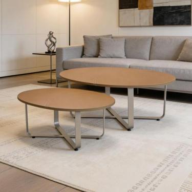 Imagem de Kit 02 Mesas de Centro Orgânica Para Sala Living Tannat L06 Couro Marr