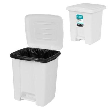Imagem de Lixeira Com Pedal 15 Litros Branco Para Cozinha, Banheiro, Lavanderia 