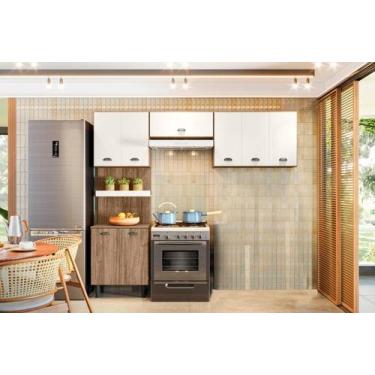 Imagem de Armario Cozinha 8 Portas Nici - Loja DoceLar, Carvalho Rustico/Off Whi