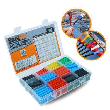 Imagem de Kit Tubo Termo Retrátil 560pcs Espaguete Colorido Fio Cabo Emenda Cor 