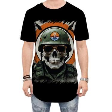 Imagem de Camiseta Longline Caveira Militar Logo Guerra 1 - Kasubeck Store®, G