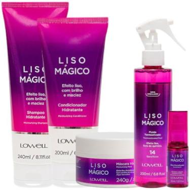 Imagem de Kit Liso Mágico Completo 4 itens + Fluido 200ml Lowell