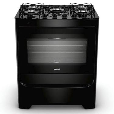Imagem de Fogão 5 Bocas Bivolt com Mesa de Vidro Consul, Preto, Bivolt