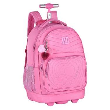 Imagem de Mochila Rodinha Feminina Matelassê de Coração Rebecca Bonbon, Rosa