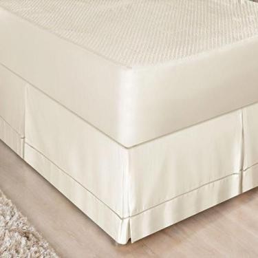 Imagem de Saia Box Queen Ponto Palito Micropercal - Palha - LILLY HOME ENXOVAIS