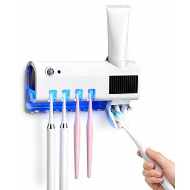 Imagem de Dispensador Pasta De Dente Esterilizador Uv Escovas Branco - Dinks