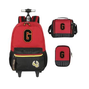 Imagem de Kit Escolar Mochila Rodinhas Lancheira Estojo Harry Potter - Luxcel, V