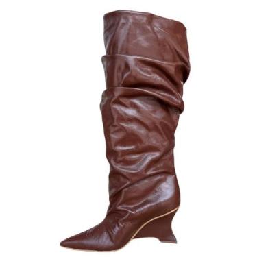 Imagem de Bota Cecconello Slouchy Feminina Cognac Couro, 38, Cognac