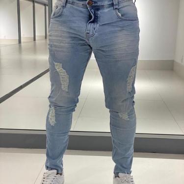 Imagem de Calça Jeans Masculina Skinny Cinza Claro  - DJN JEANS, 44, Hurricane