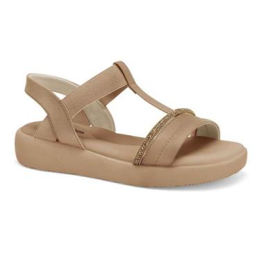 Imagem de Sandália Feminina Comfortflex Conforto Plataforma 2447404, Nude, 38