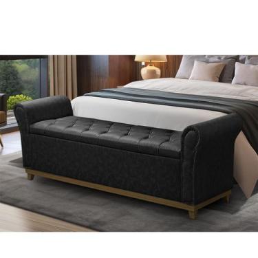 Imagem de Baú Para Quarto Cama Box Queen Size material sintético Estofado - D'Ju