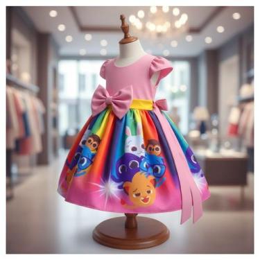 Imagem de Vestido Infantil Temático Simples Bolofofo Arco-íris - aurea, P