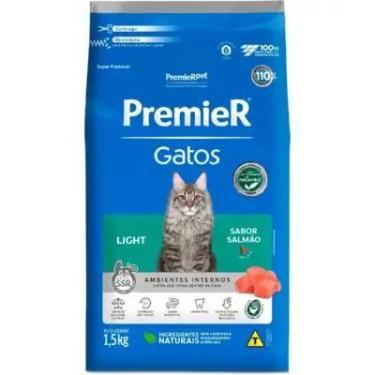 Imagem de Ração Premier Pet Gatos Ambientes Internos Light Adultos Salmão 1,5kg