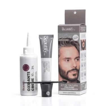 Imagem de Kit Tintura Para Barba E Bigode Cinza Universal Beautify Pro 20g Sem A