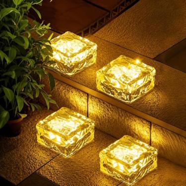 Imagem de Luminária Solar LED Estilo Gelo Decorativa Jardim Prova dÁgua Sem Fio 