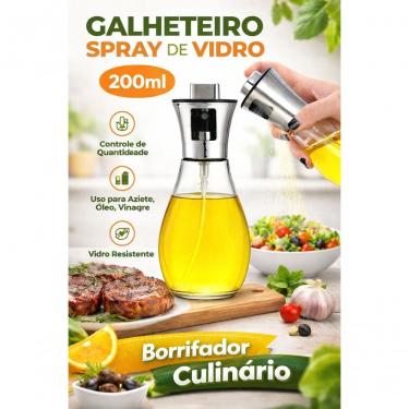 Imagem de Galheteiro Spray 200ML Pulverizador para Azeite Óleo e Vinagre em Vidro Transparente Cozinha Top Rio Comercial